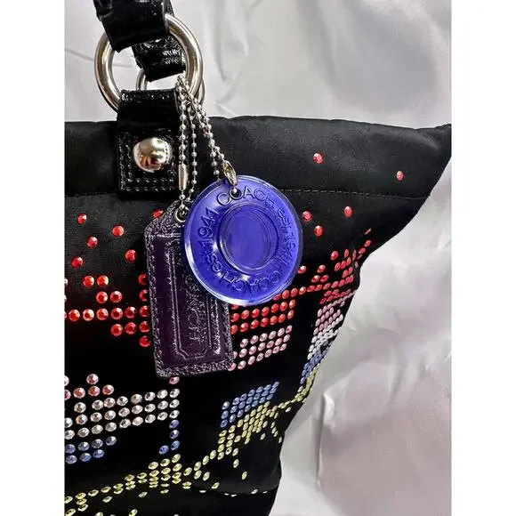 Coach Special Holiday Edition Tote Bag W/Multi Colored Rhinestones Black, EUC - Picture 3 of 12